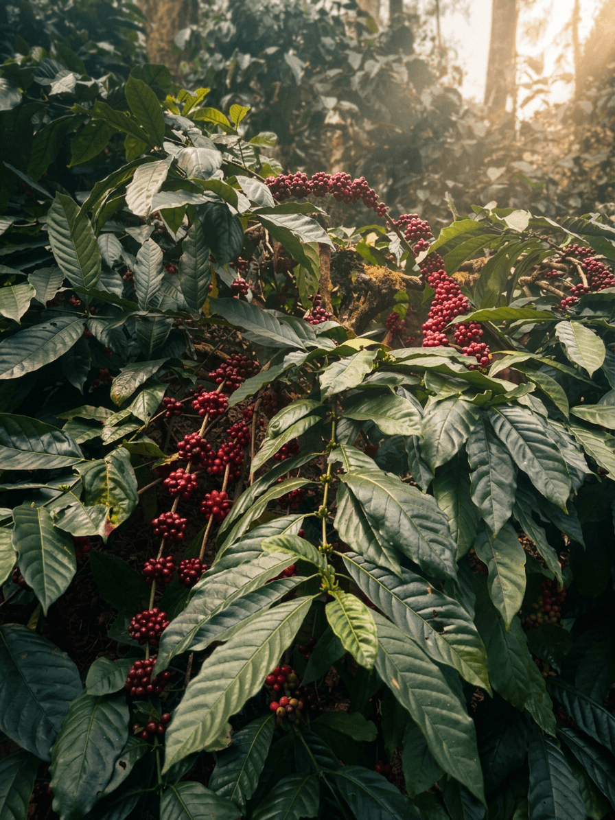 Coffee cherries being hand picked