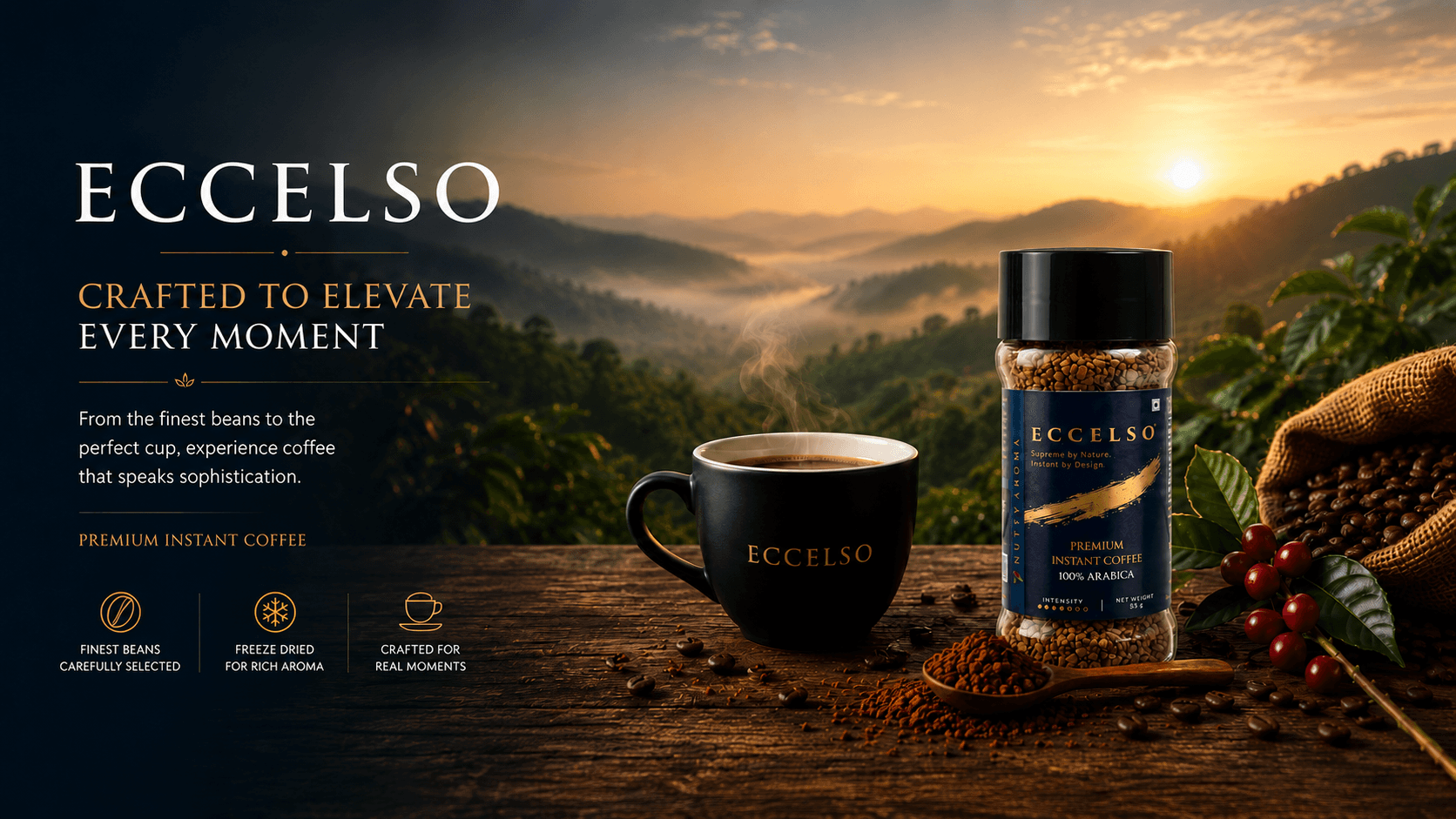Eccelso Coffee with two coffee bottles and a calm coffee ritual